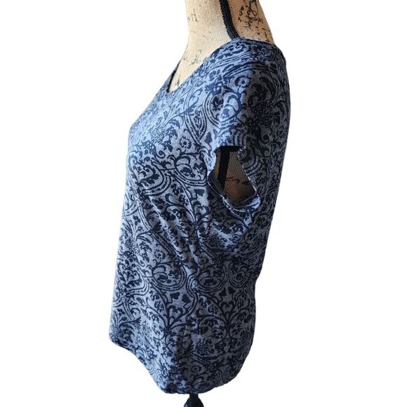 The Limited Semi Sheer Navy Damask T-Shirt Womens SZ Large Regency Dark Romantic - Picture 3 of 4